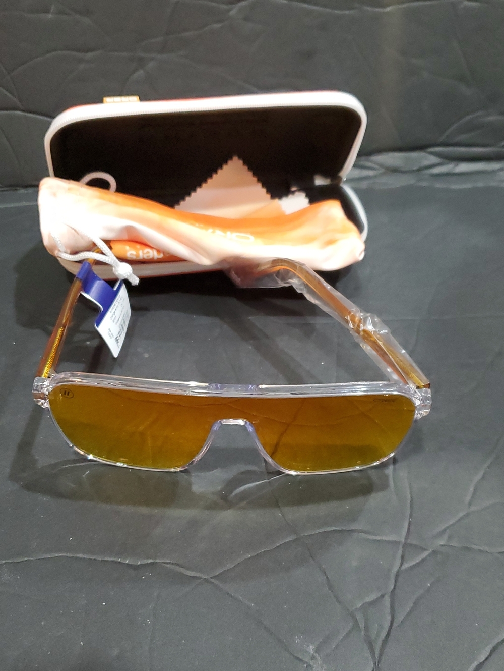 Blenders orange army clear reflective polarized square sunglasses brand new